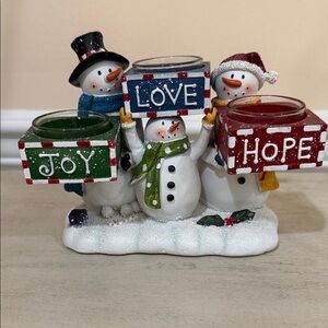 Festive Snowman Candle Holder  - Joy, Love, Hope